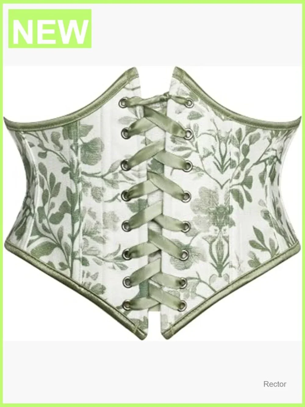 Floral Lace-Up Corset Belt, Zipper Back, Renaissance Medieval Pirate Costume